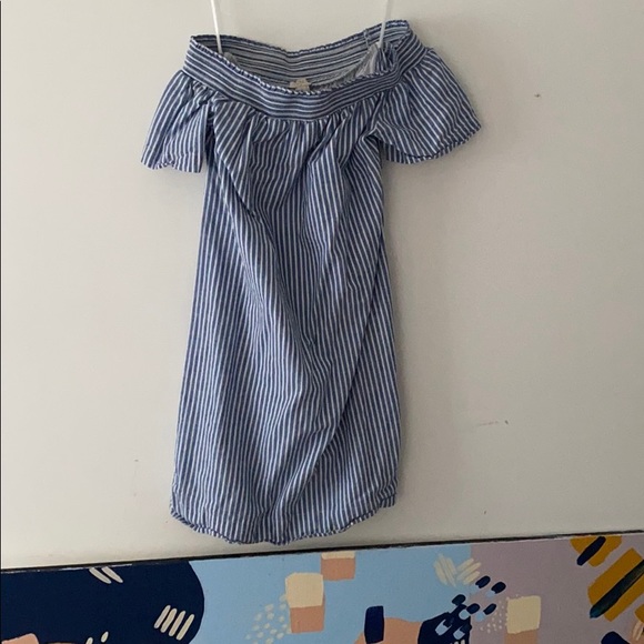 Dresses & Skirts - Blue stripped dress with off the shoulder detail